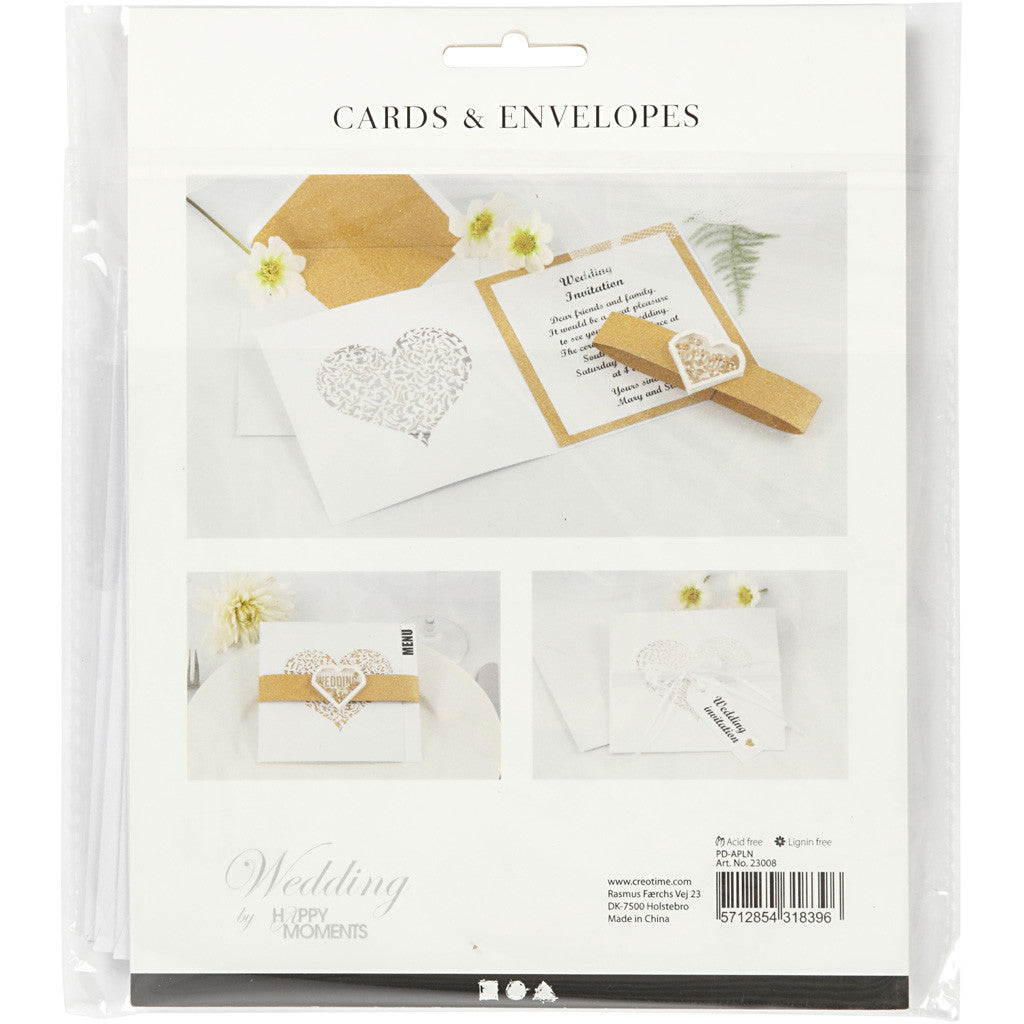 Card & Envelope, card size 13,5x13,5 cm, envelope size 14,5x14,5 cm, 240+110 g, white, 5 set/ 1 pack [HOB-23008]