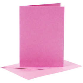 Cards and envelopes, card size 10,5x15 cm, envelope size 11,5x16,5 cm, 110+220 g, pink, 6 set/ 1 pack [HOB-23017]