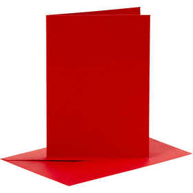 Cards and envelopes, card size 10,5x15 cm, envelope size 11,5x16,5 cm, 110+230 g, red, 6 set/ 1 pack [HOB-23019]