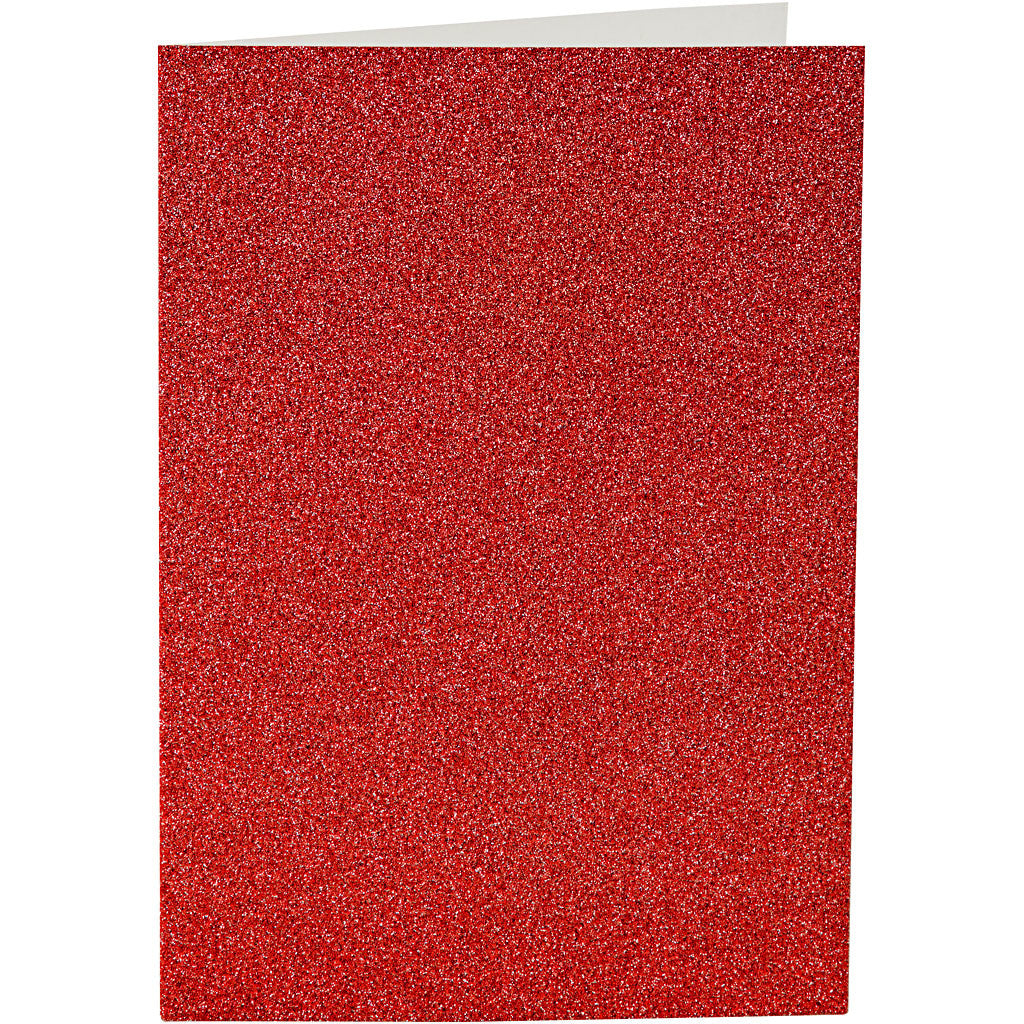 Cards and Envelopes, card size 10,5x15 cm, envelope size 11,5x16,5 cm, glitter, 110+250 g, red, 4 set/ 1 pack [HOB-23025]