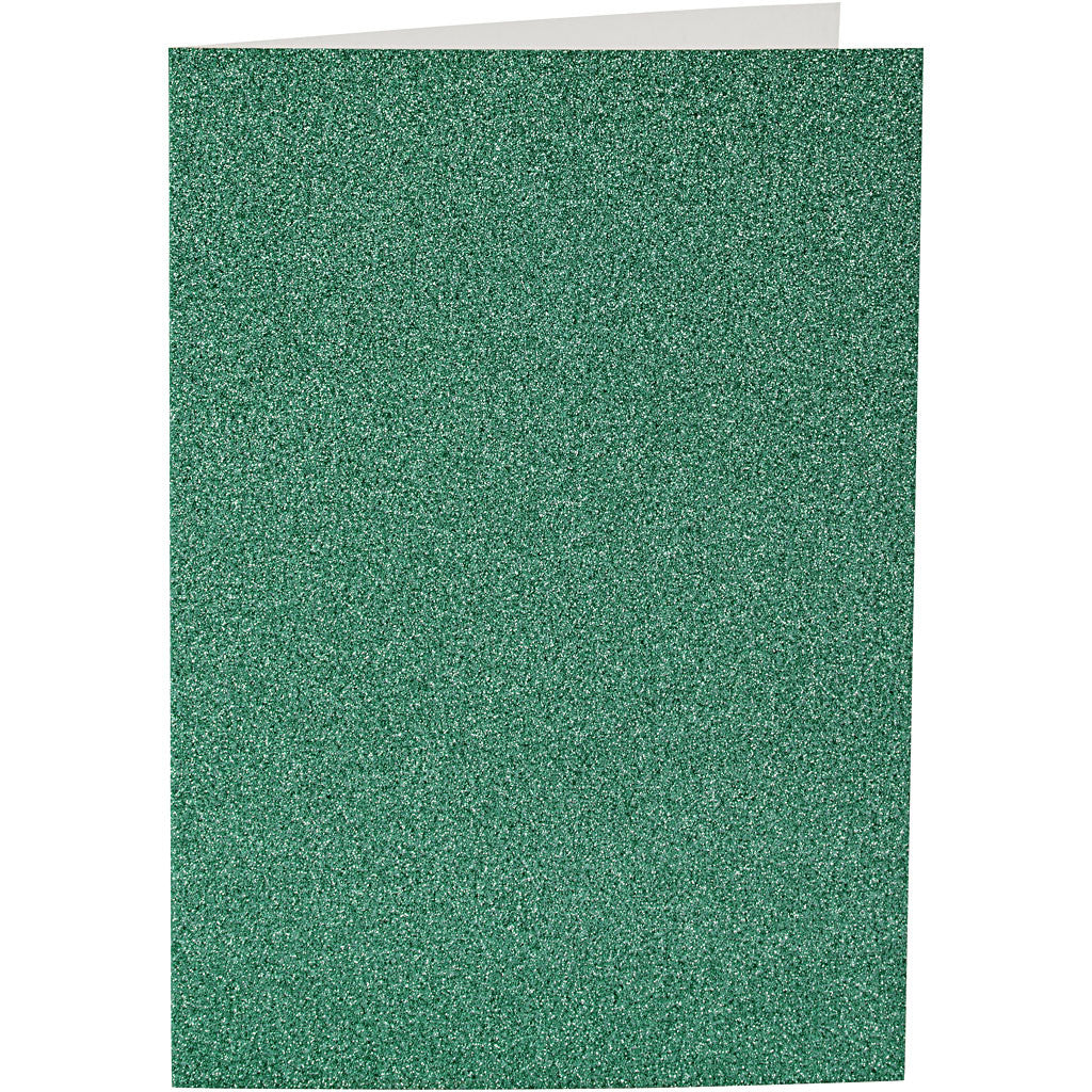 Cards and Envelopes, card size 10,5x15 cm, envelope size 11,5x16,5 cm, glitter, 110+250 g, green, 4 set/ 1 pack [HOB-23026]