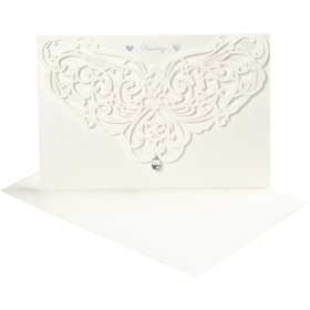 Card & Envelope, card size 12x17,7 cm, envelope size 18,x12,5 cm, 230 g, off-white, 5 set/ 1 pack [HOB-23041]