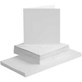 Cards and envelopes, card size 15x15 cm, envelope size 16x16 cm, 120+240 g, white, 50 set/ 1 pack [HOB-23115]