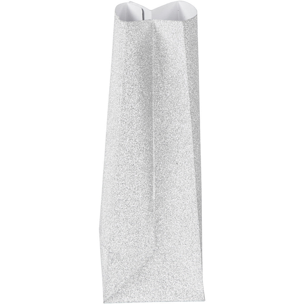 Paper Bag, H: 17 cm, size 6x9 cm, 120 g, silver, 8 pc/ 1 pack [HOB-23137]