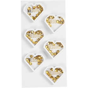 Shaker stickers, D. 4 mm, L: 32 mm, W: 38 mm, white, 6 pc/ 1 pack [HOB-23198]