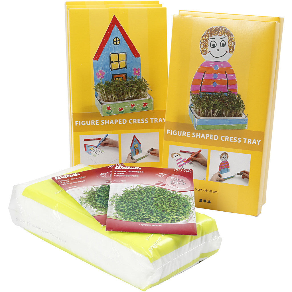 Figure Shaped Cress Trays, H: 20 cm, white, 30 set/ 1 pack [HOB-23324]