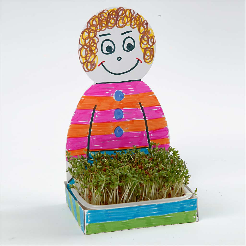 Figure Shaped Cress Trays, body, H: 20 cm, white, 6 set/ 1 pack [HOB-233441]