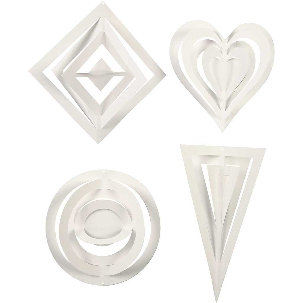 3D Hanging Decoration, H: 18+22+24 cm, W: 15+18+22 cm, 230 g, white, 16 pc/ 1 pack [HOB-23467]