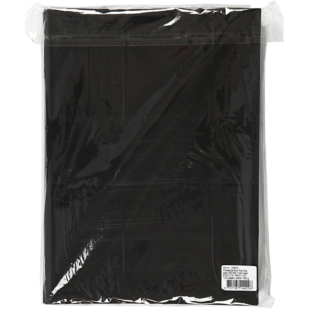 Picture Mount, size A4+A6, 180 g, black, 2x60 pc/ 1 pack [HOB-23631]