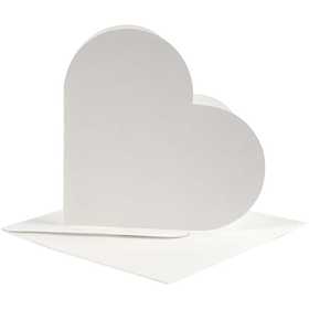 Heart-Shaped Cards , card size 12,5x12,5 cm, envelope size 13,5x13,5 cm, off-white, 10 set/ 1 pack [HOB-23760]
