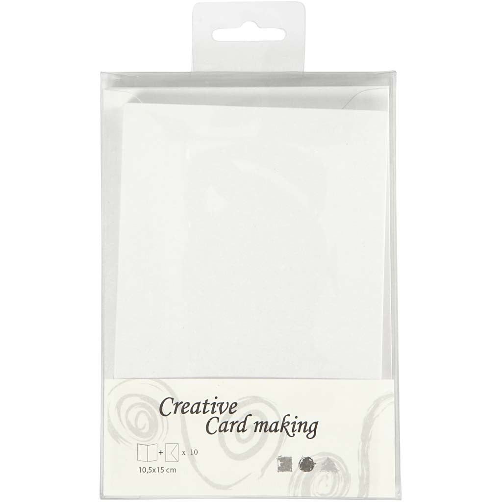 Pearlescent Cards & Envelopes, card size 10,5x15 cm, envelope size 11,5x16,5 cm, cream, 10 set/ 1 pack [HOB-23819]