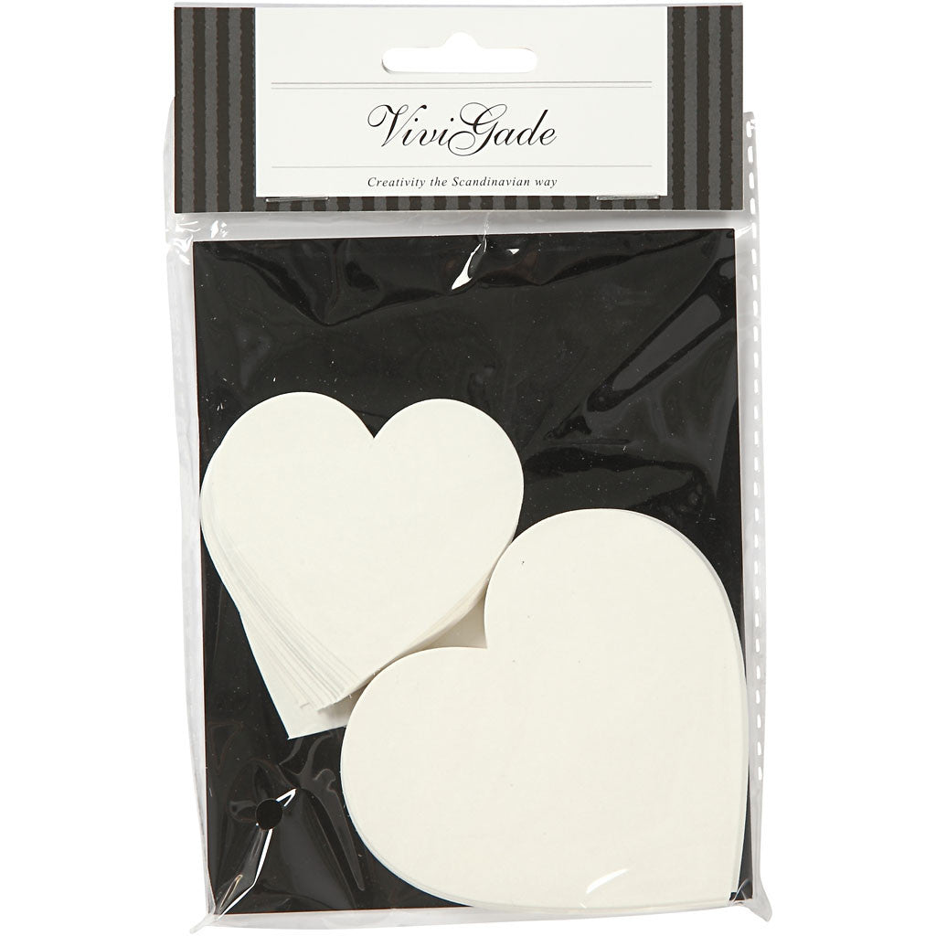 Hearts, size 6+8,5 cm, 240 g, white, 50 pc/ 1 pack [HOB-23852]