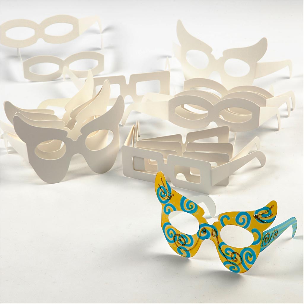 Novelty Glasses, H: 4,5-10 cm, L: 32 cm, white, 160 pc/ 1 pack [HOB-23869]