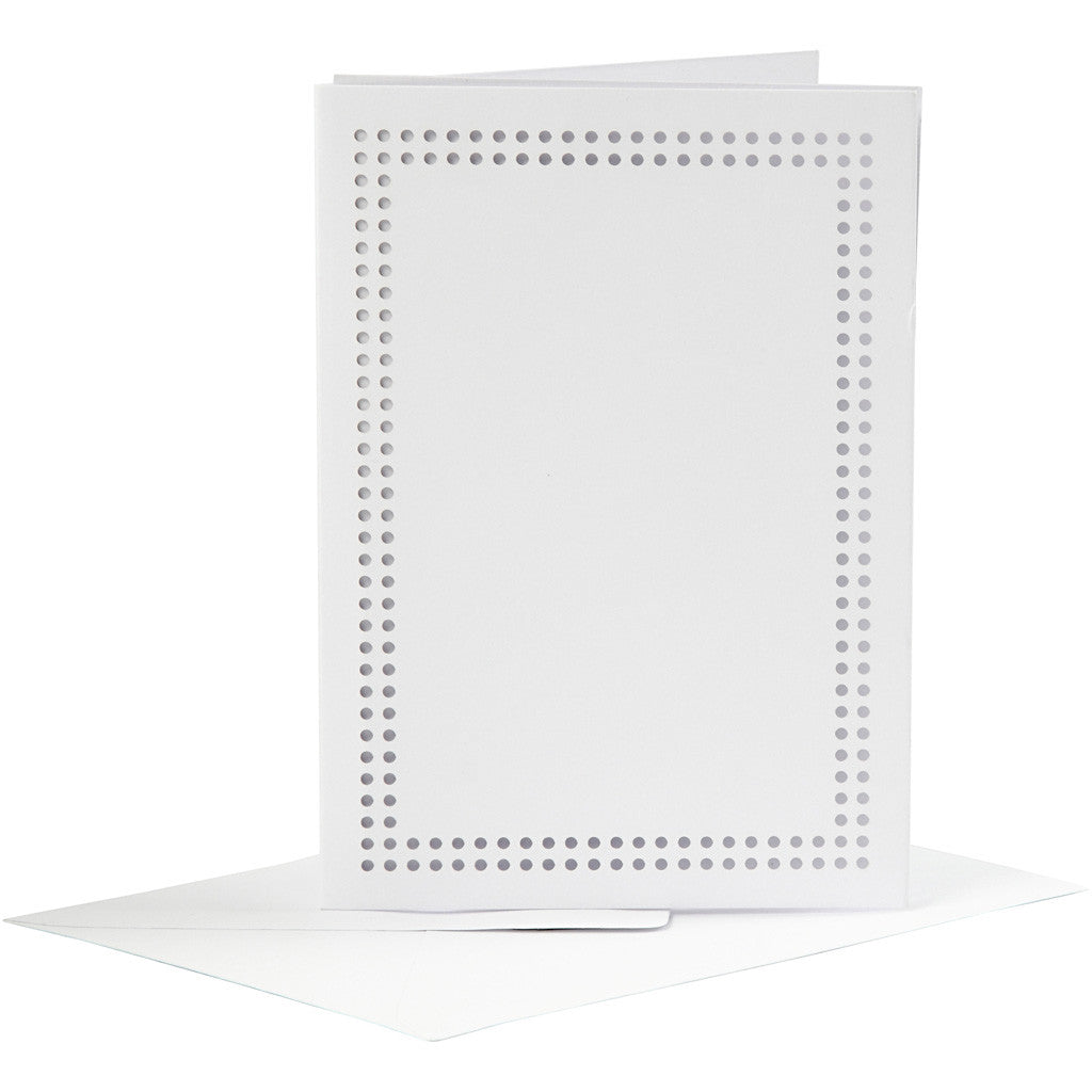 Card for embroidery, card size 10,5x15 cm, envelope size 11,5x16,5 cm, white, 6 set/ 1 pack [HOB-23901]