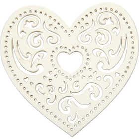 Filigree Heart, W: 7,5 cm, 250 g, white, 18 pc/ 1 pack [HOB-23903]