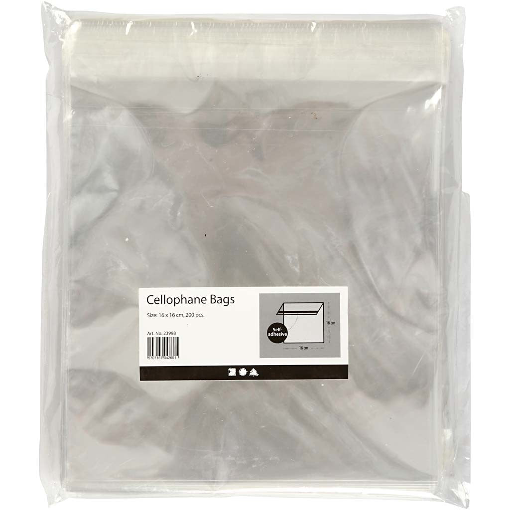 Cellophane Bag, H: 16 cm, W: 16 cm, thickness 25 my, 200 pc/ 1 pack [HOB-23998]