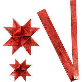 Paper star strips, L: 44+78 cm, W: 15+25 mm, dia. 6,5+11,5 cm, red, 32 strips/ 1 pack [HOB-24392]