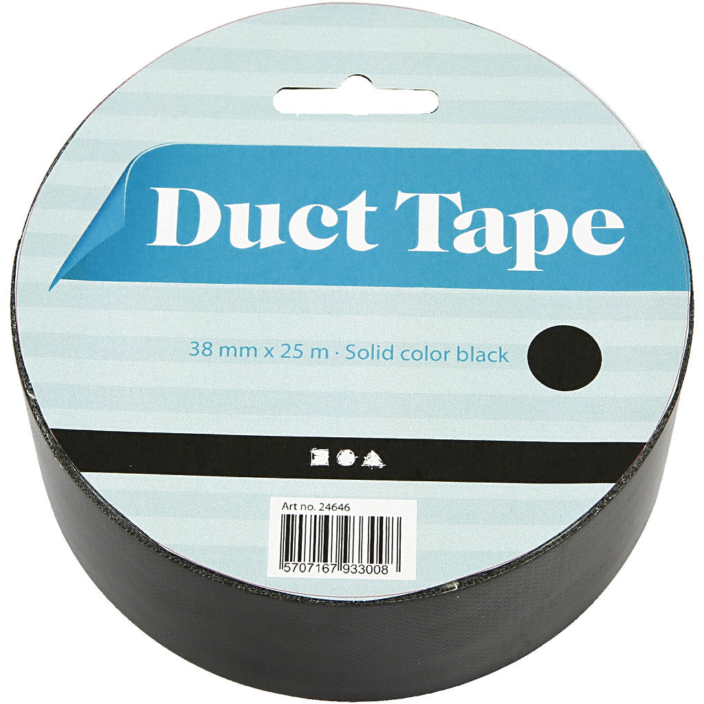 Duct Tape, W: 38 mm, black, 25 m/ 1 roll [HOB-24646]