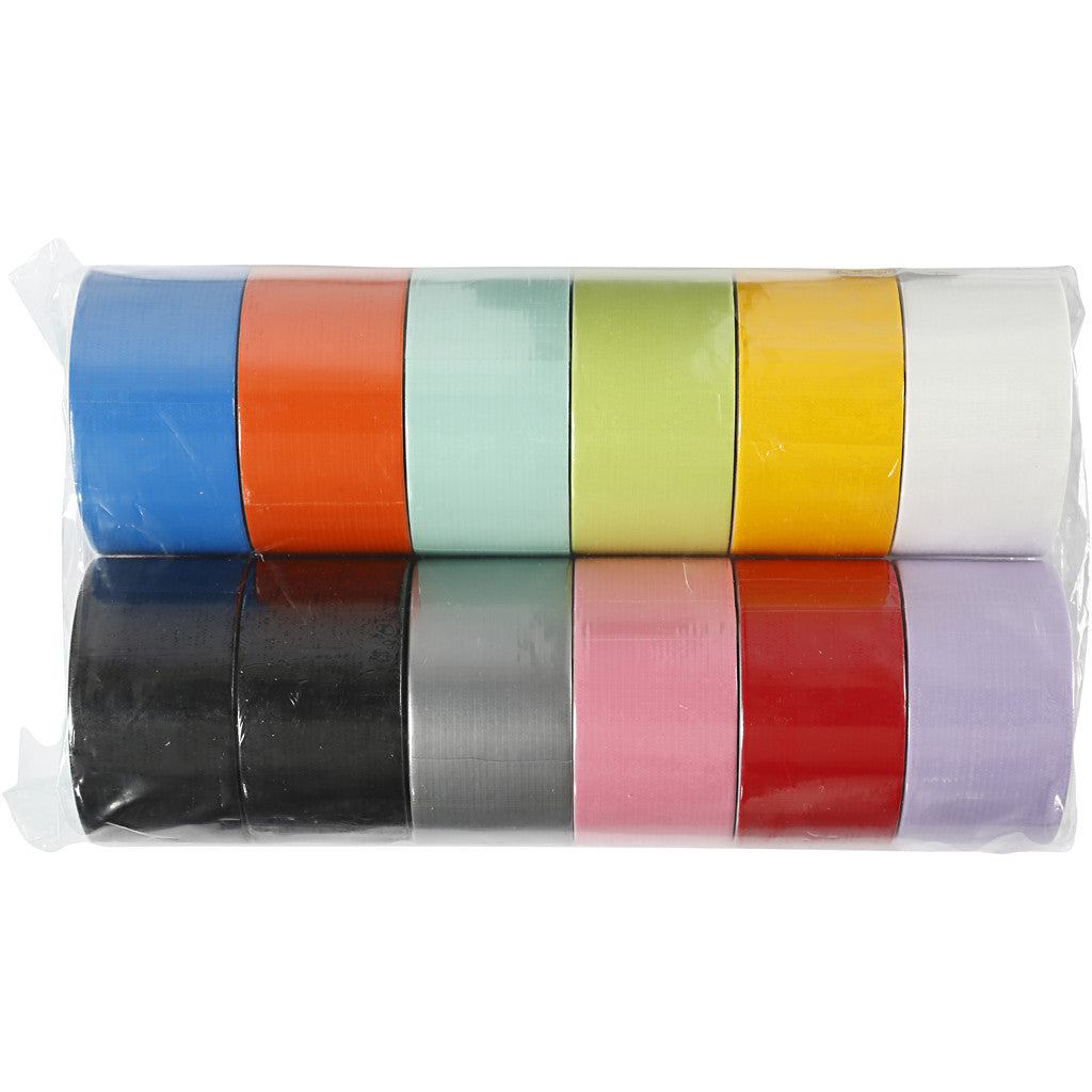 Duct Tape, Solid colour, W: 48 mm, assorted colours, 12x5 m/ 1 pack [HOB-24680]