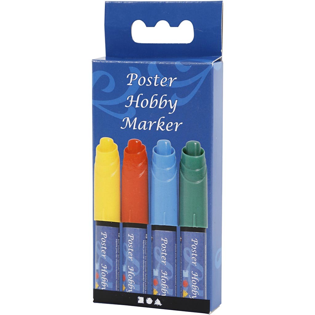 Poster Hobby Marker, line 3 mm, blue, green, red, yellow, 4 pc/ 1 pack [HOB-25048]