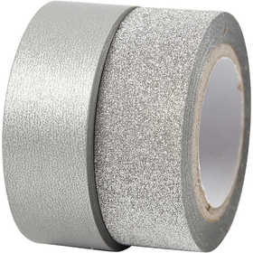 Design Tape, W: 15 mm, silver, 2 roll/ 1 pack [HOB-25221]