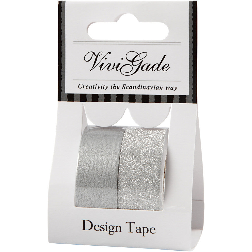 Design Tape, W: 15 mm, silver, 2 roll/ 1 pack [HOB-25221]