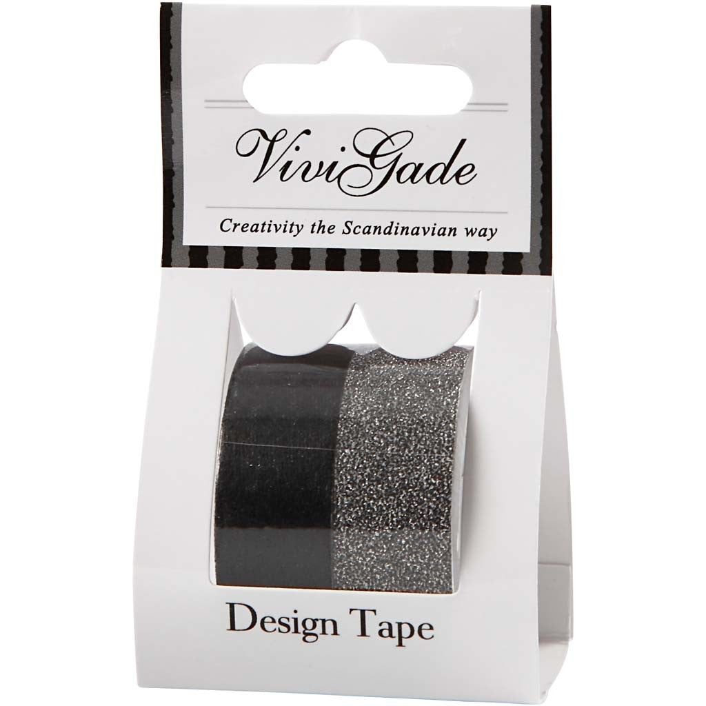 Design Tape, W: 15 mm, black, 2 roll/ 1 pack [HOB-25223]