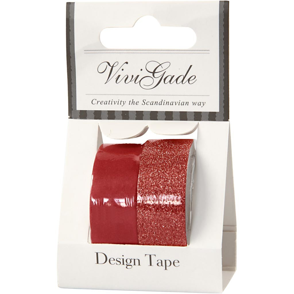 Design Tape, W: 15 mm, red, 2 roll/ 1 pack [HOB-25232]