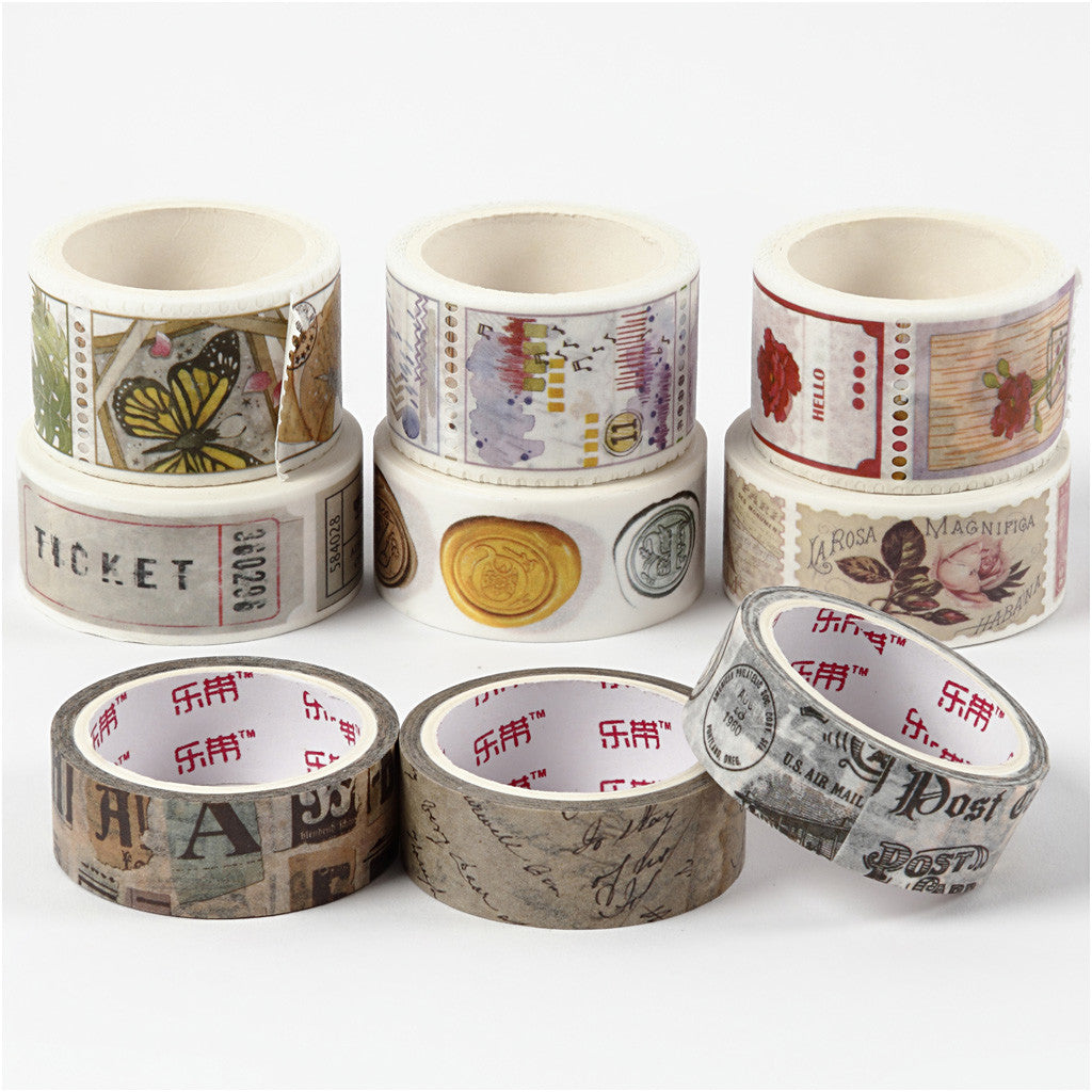 Washi Tape, L: 3+5 M, W: 15+25 mm, 9 roll/ 1 pack [HOB-25246]