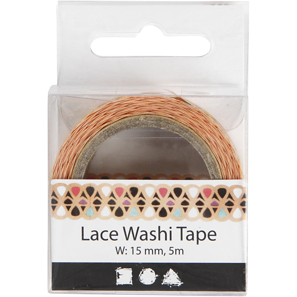 Lace Washi Tape, W: 15 mm, 5 m/ 1 roll [HOB-25264]