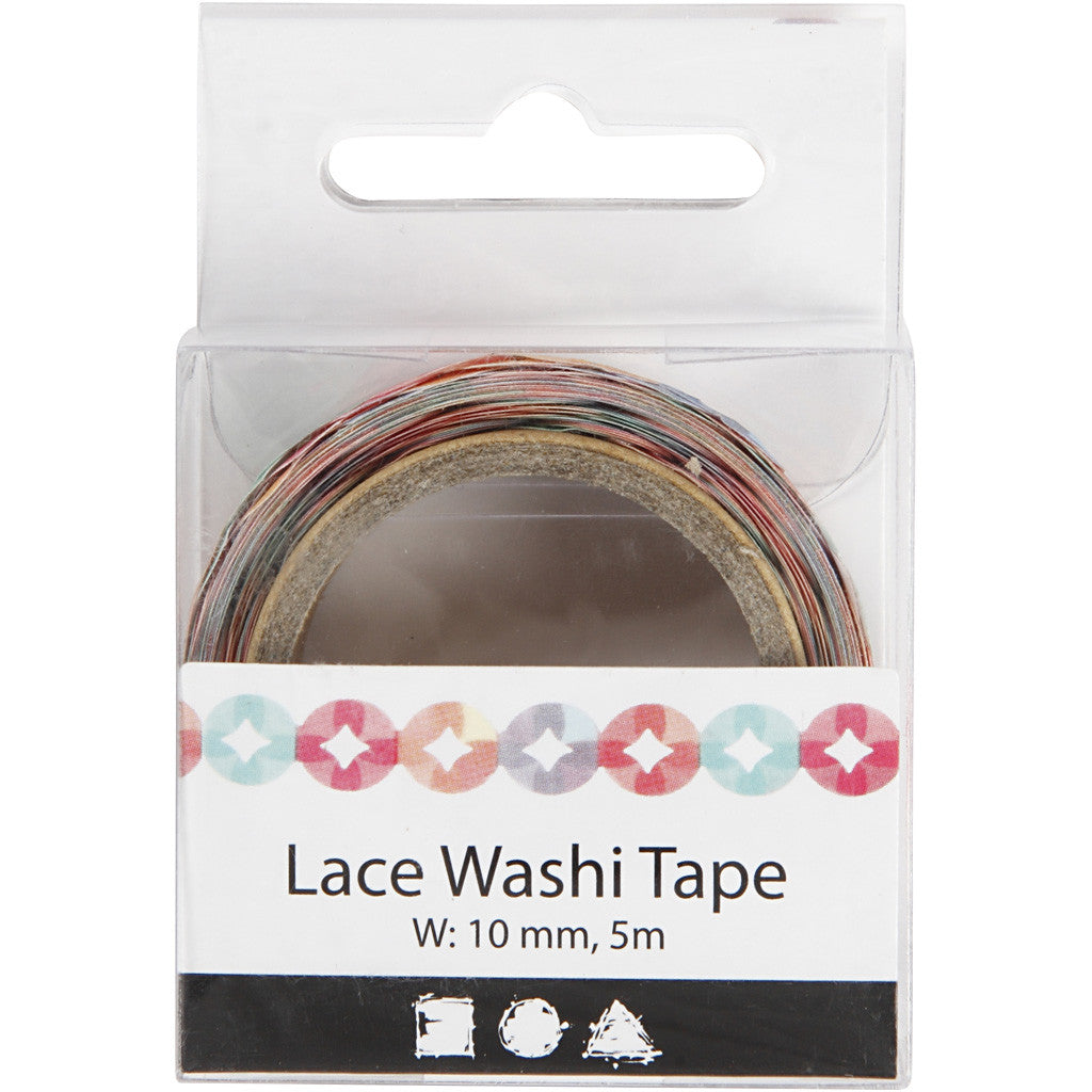 Lace Washi Tape, W: 10 mm, 5 m/ 1 roll [HOB-25266]