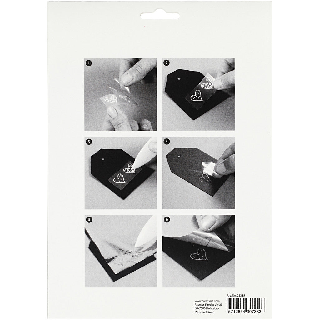 Deco Foil and transfer sheet, flowers, sheet 15x15 cm, rose, silver, 4 sheet/ 1 pack [HOB-25335]