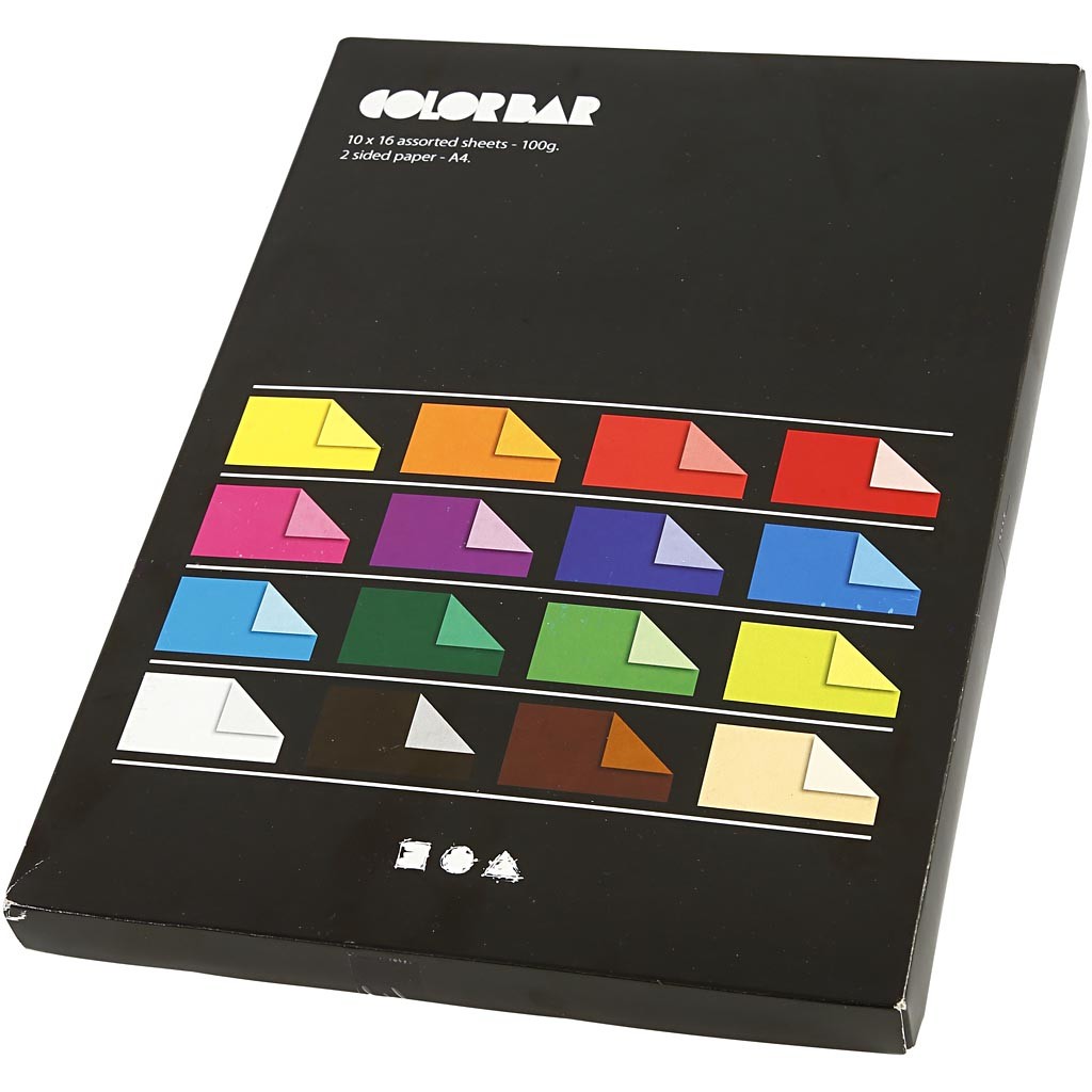 Color Bar Paper, A4, sheet 210x297 mm, 100 g, assorted colours, 16x10 sheet/ 1 pack [HOB-25337]