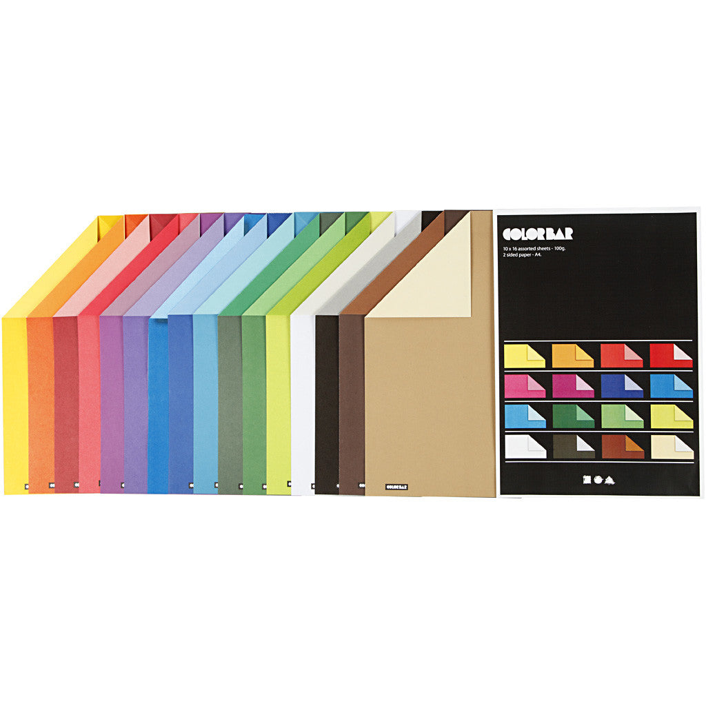 Color Bar Paper, A4, sheet 210x297 mm, 100 g, assorted colours, 16x10 sheet/ 1 pack [HOB-25337]