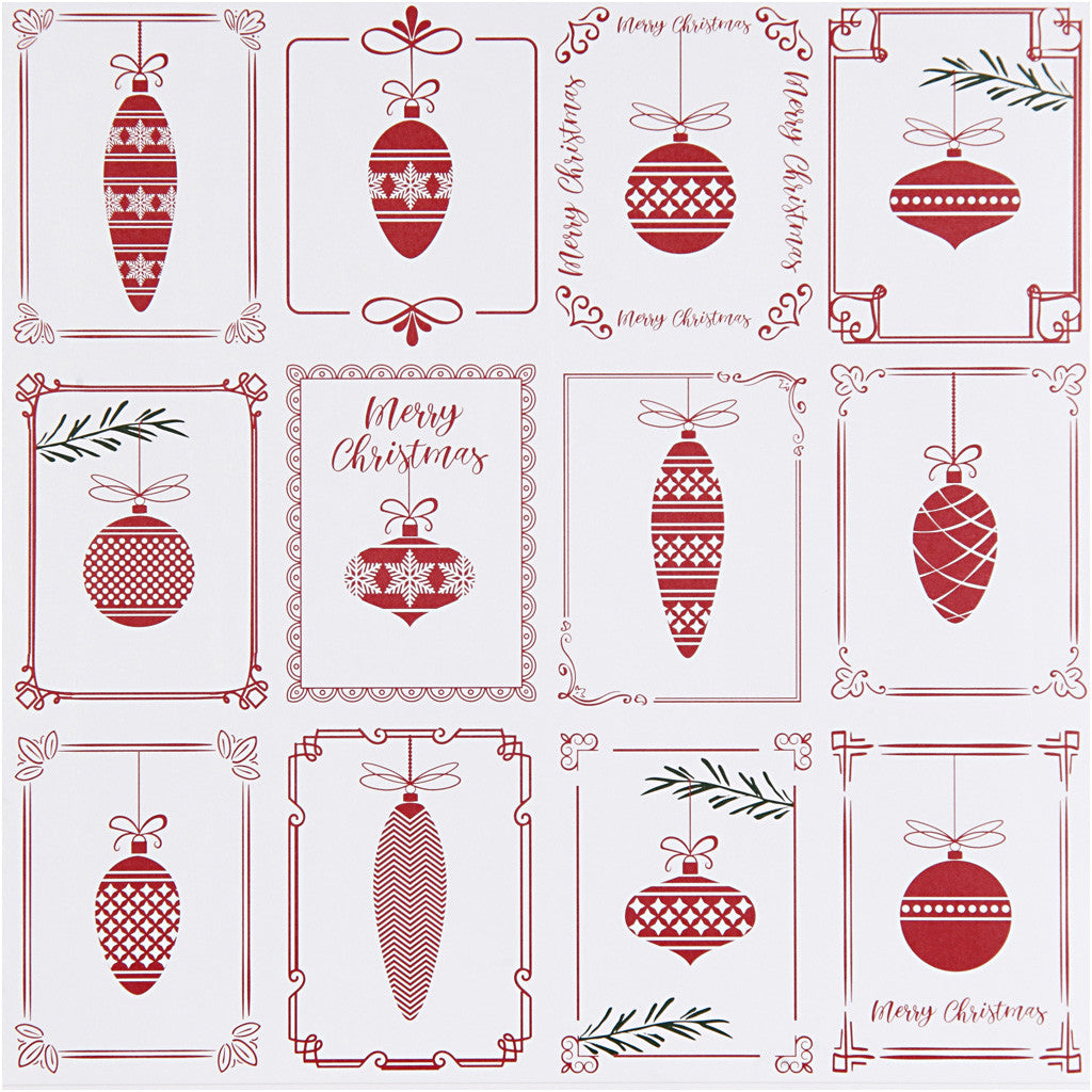 Design Paper, christmas balls and christmas trees, sheet 30,5x30,5 cm, 180 g, 5 sheet/ 1 pack [HOB-25342]