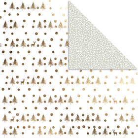 Design Paper, deers and dots, sheet 30,5x30,5 cm, 180 g, gold, 3 sheet/ 1 pack [HOB-25343]