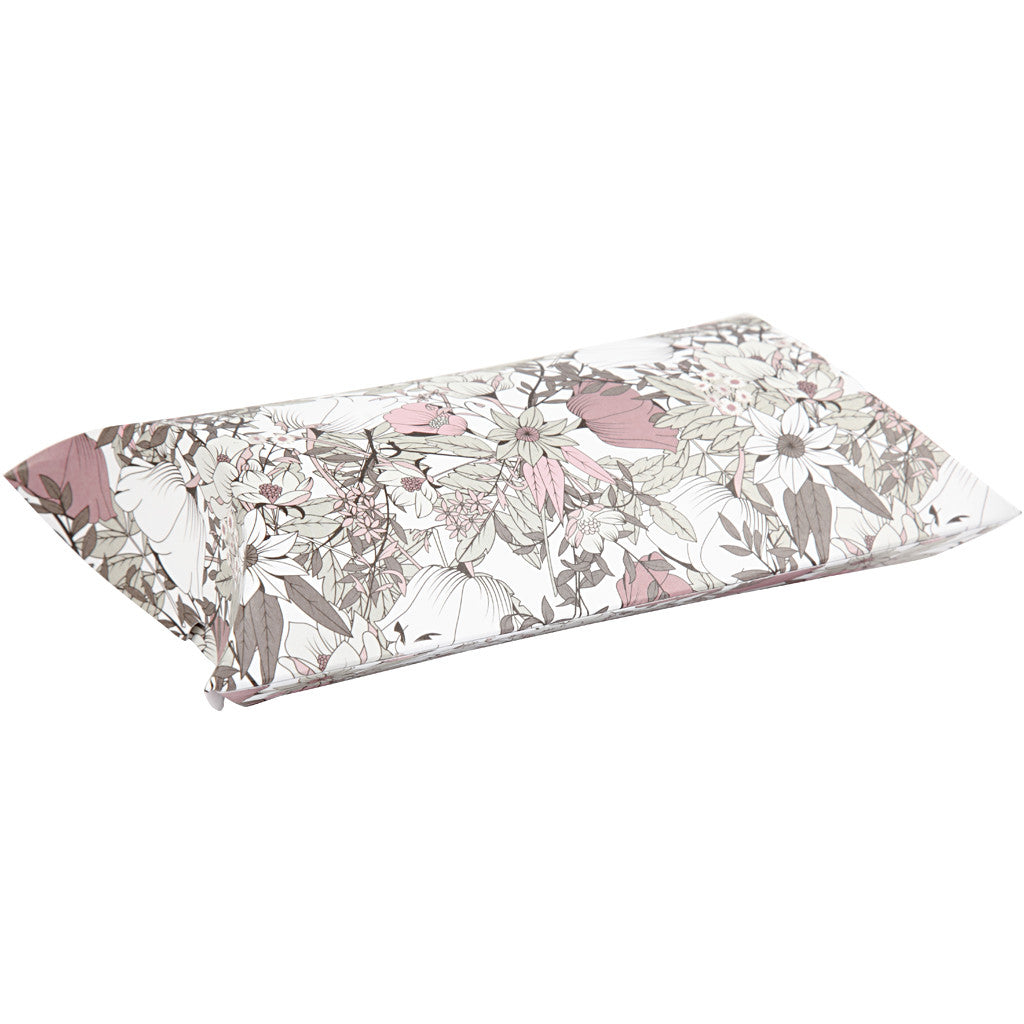 Pillow box, flowers, size 18x15x6 cm, 300 g, brown, 3 pc/ 1 pack [HOB-25364]