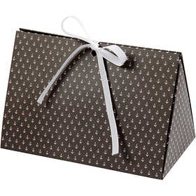 Folding gift box, anchor, size 15x7x8 cm, 250 g, dark grey, white, 3 pc/ 1 pack [HOB-25367]