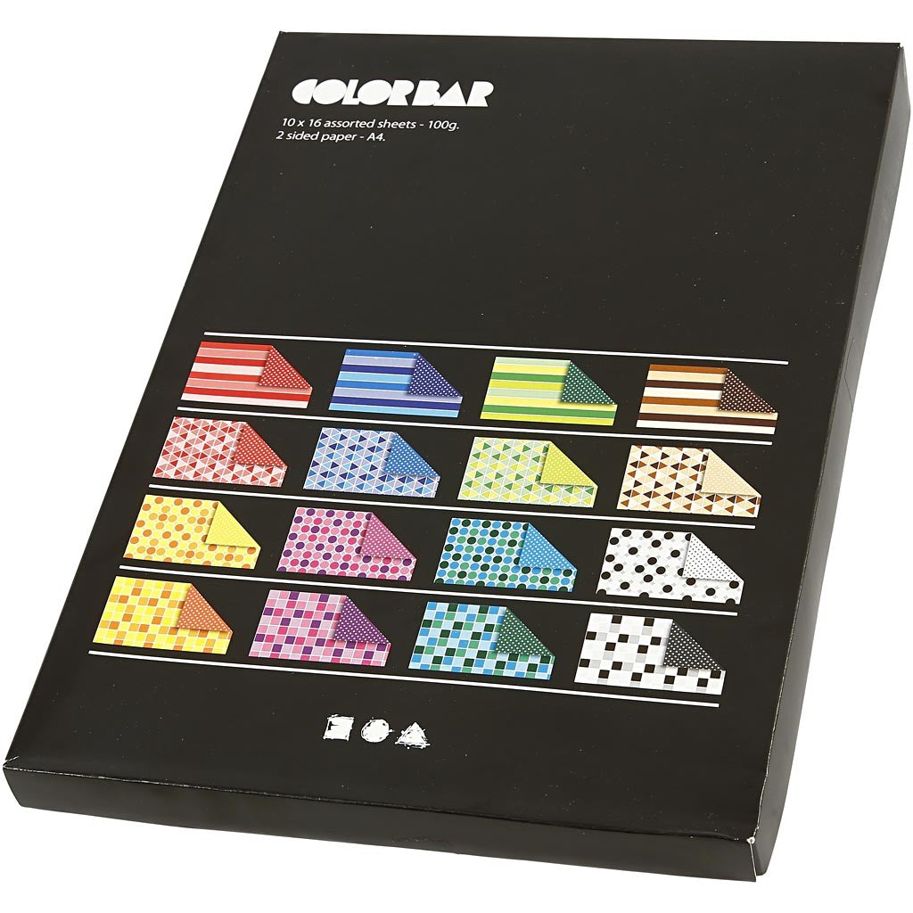 Color Bar Paper, A4, 210x297 mm, 100 g, assorted colours, 16x10sheet/ 1 pack [HOB-25377]