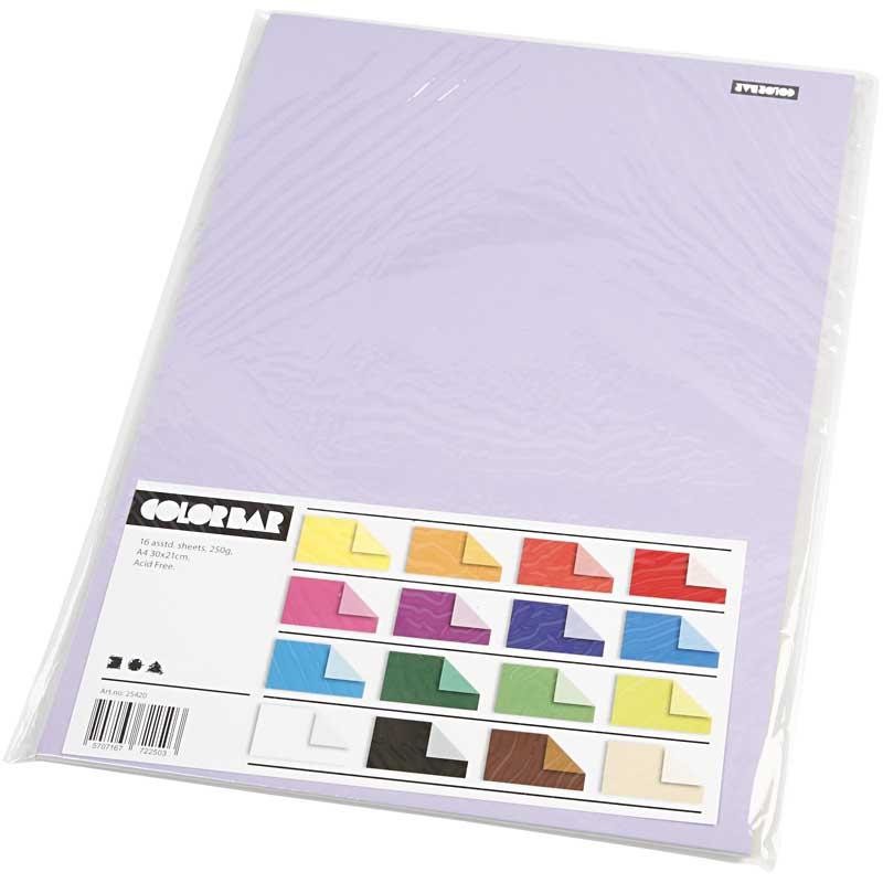 Color Bar Card, A4, sheet 210x297 mm, 250 g, 16 ass sheets/ 1 pack [HOB-25420]