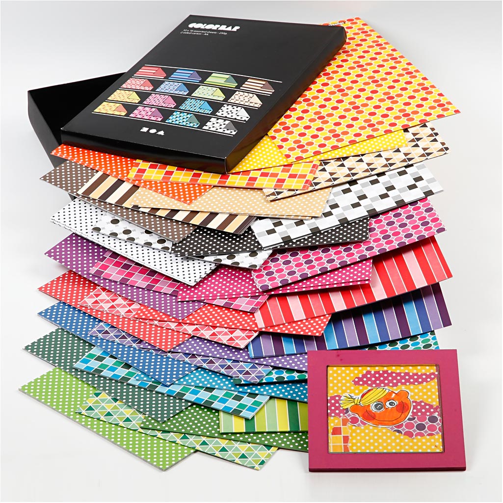Color Bar Card, A4, sheet 210x297 mm, 250 g, assorted colours, 16x10 sheet/ 1 pack [HOB-25457]