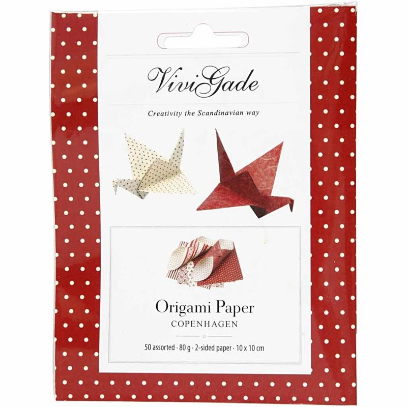 Origami Paper, size 10x10 cm, 80 g, 50 ass sheets/ 1 pack [HOB-25520]