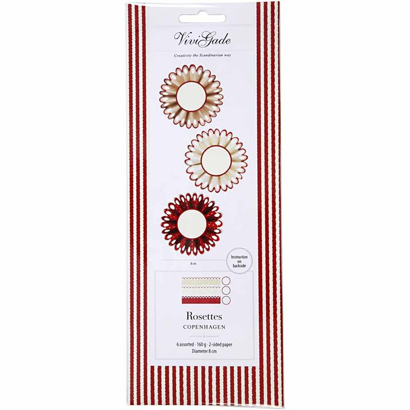 Paper Rosettes, dia. 8 cm, 160 g, 6 pc/ 1 pack [HOB-25679]