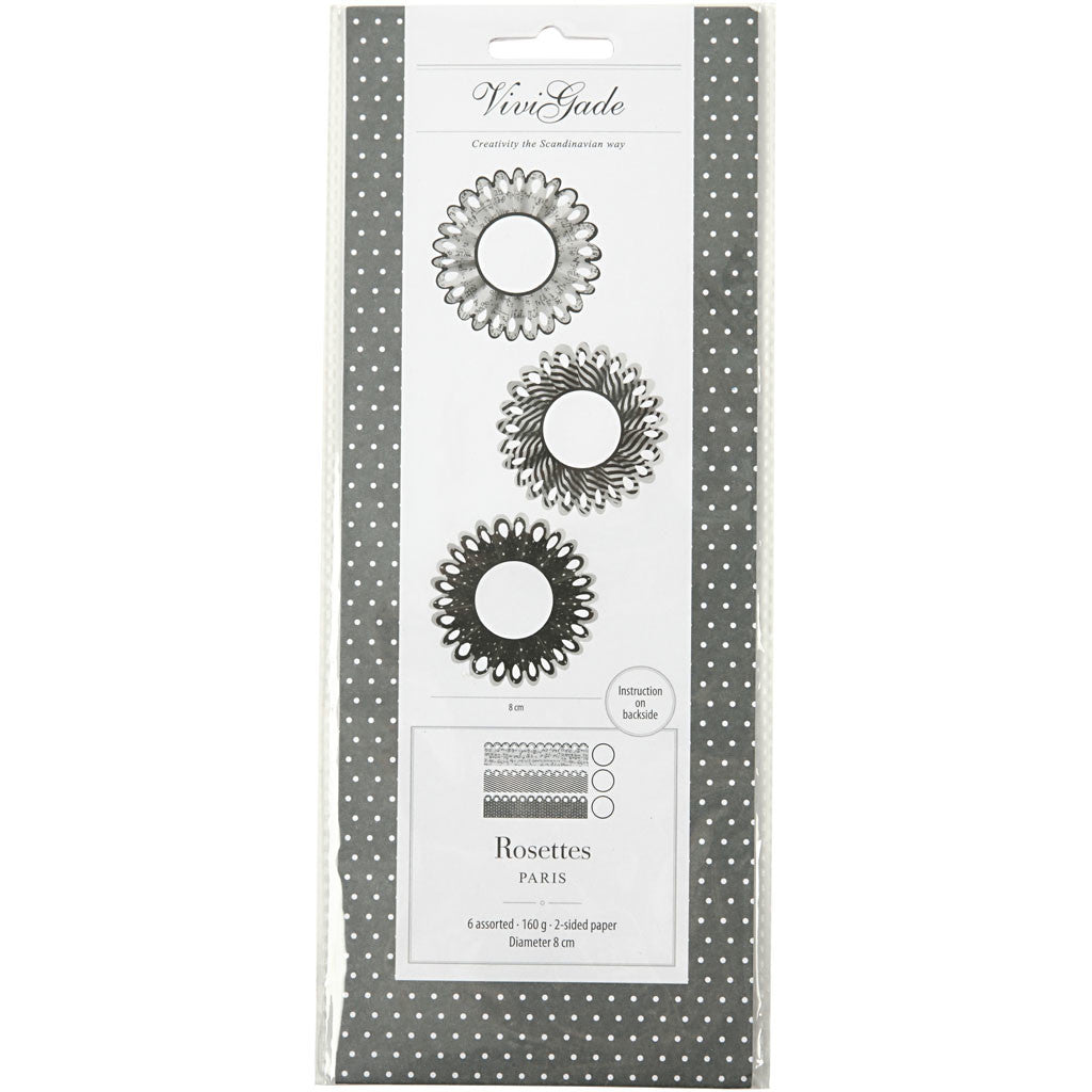 Paper Rosettes, dia. 8 cm, 160 g, 6 pc/ 1 pack [HOB-25681]