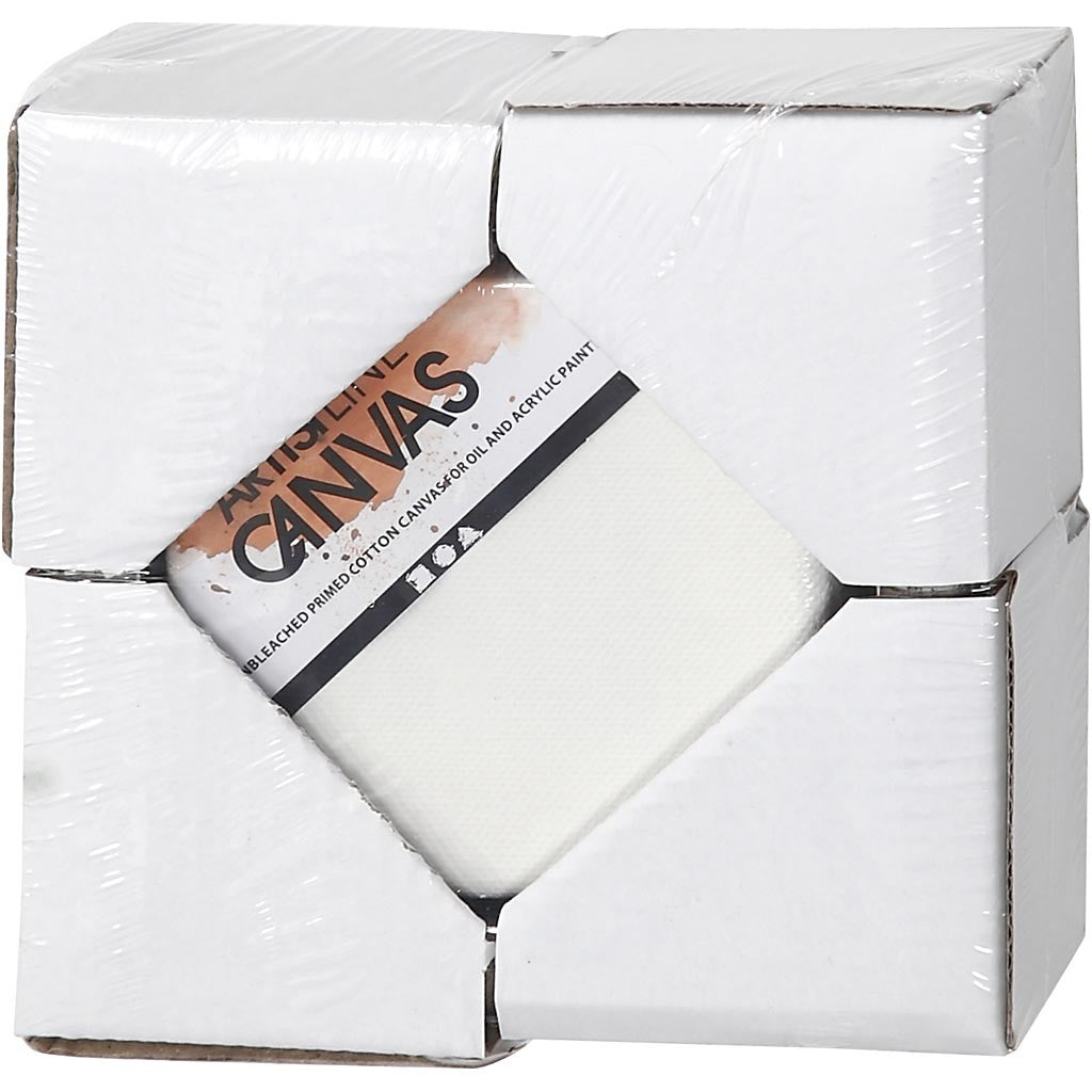 Canvas with Wooden Frame, size 10x10 cm, 360 g, white, 6 pc/ 1 pack [HOB-25750]