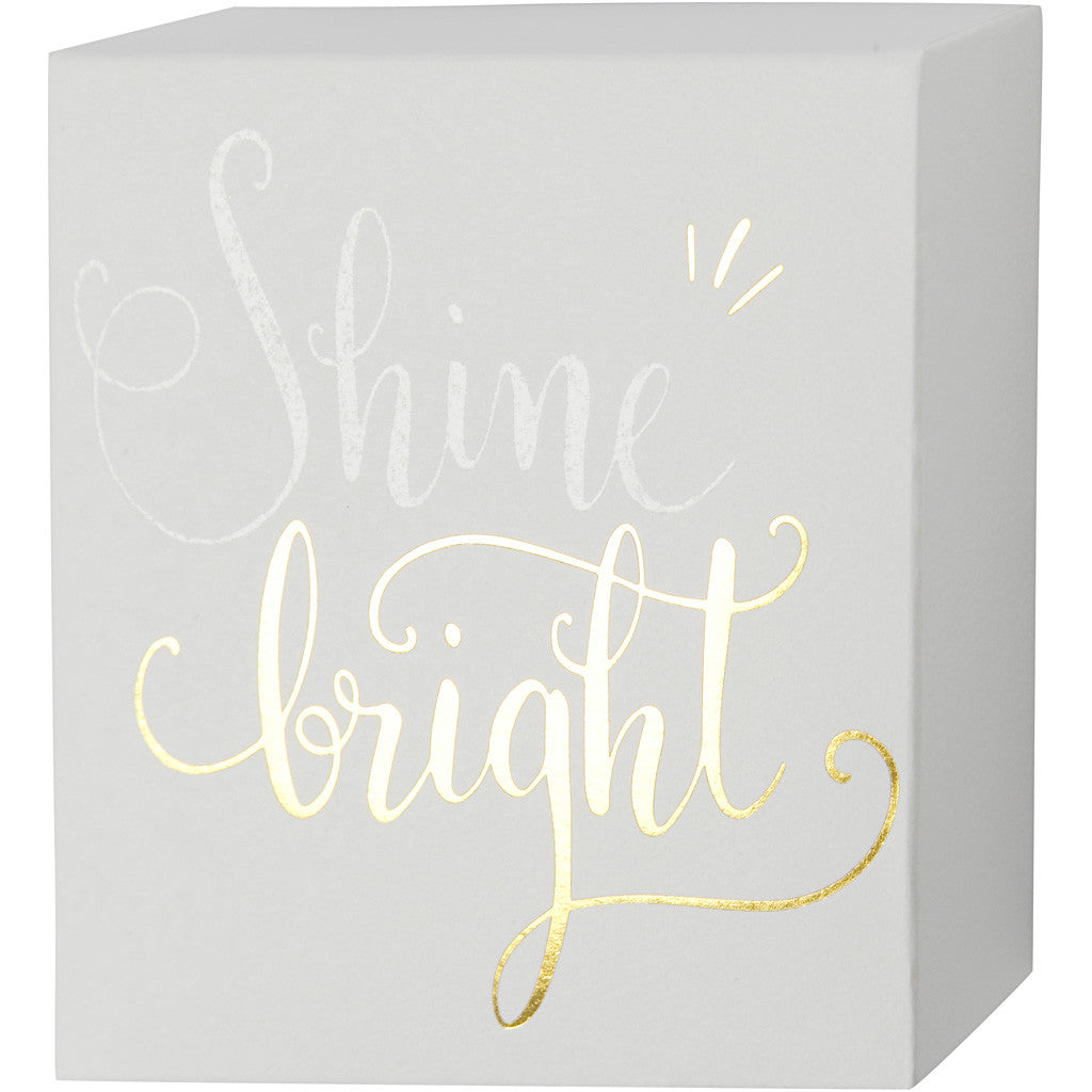 Canvas with Gold Motifs, H: 10,16 cm, D. 2,54 cm, W: 10,16 cm, white, 2 pc/ 1 pack [HOB-25778]