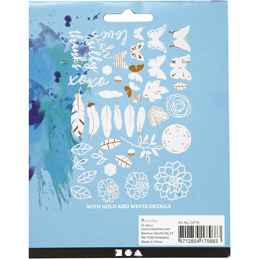 Labels with Gold Motifs for Watercolour, size 1,5-10 cm, 44 pc/ 1 pack [HOB-25779]