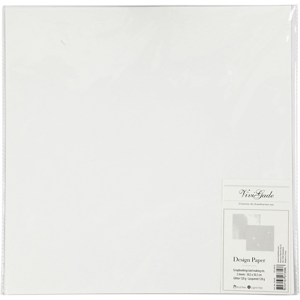 Design Paper, sheet 30,5x30,5 cm, 120+128 g, white, 2 sheet/ 1 pack [HOB-26240]
