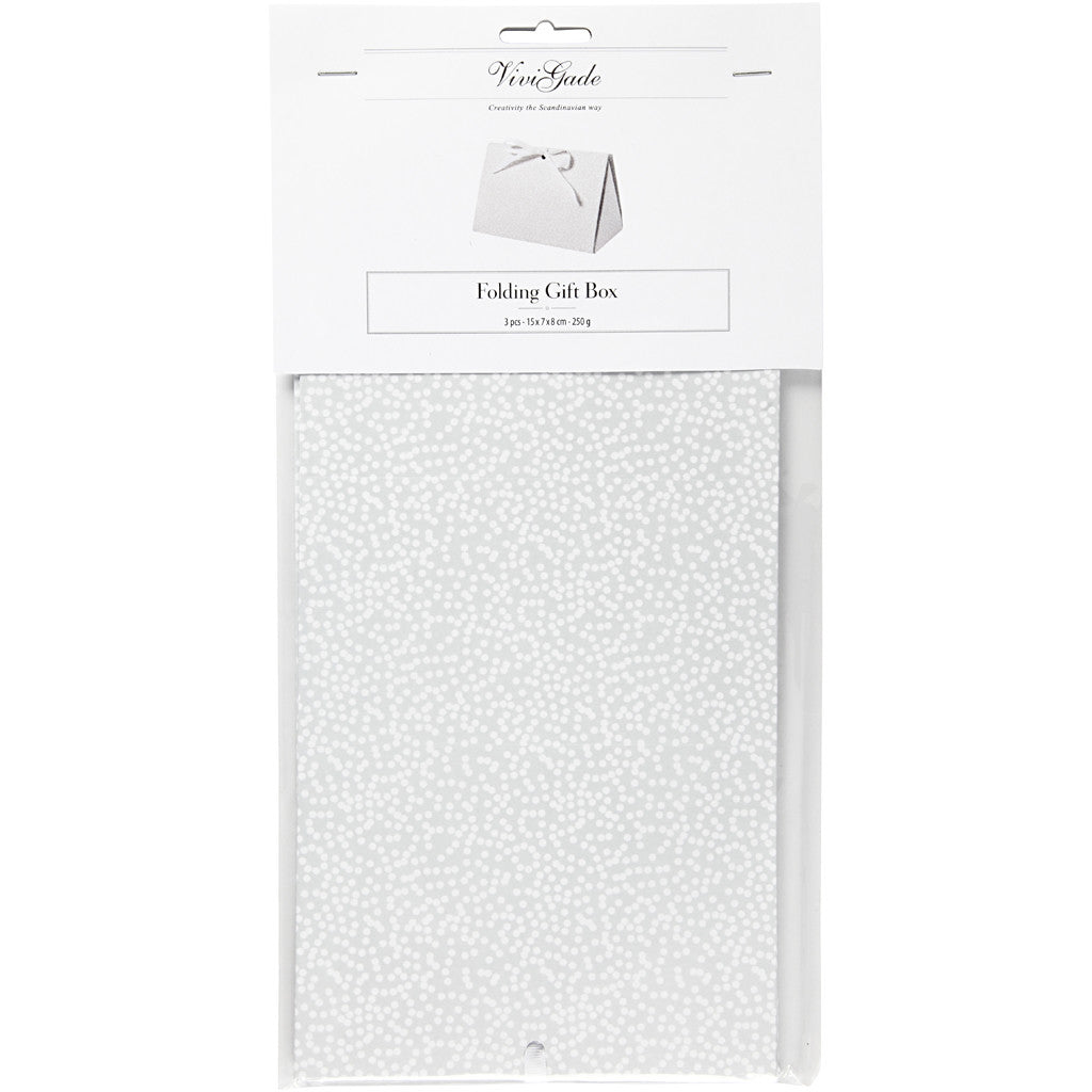Folding gift box, dots, size 15x7x8 cm, 250 g, grey, 3 pc/ 1 pack [HOB-26296]