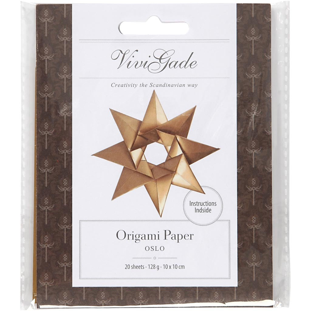 Origami Paper, size 10x10 cm, 128 g, gold, 20 sheet/ 1 pack [HOB-26322]